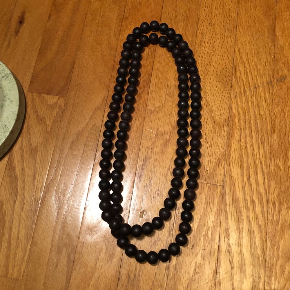 Wooden Bead Necklace, Extra Long